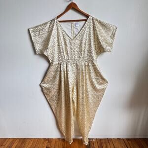 JIBRI Gold Sequined Sculptural Jumpsuit
